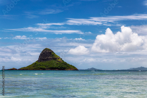 Mokoli'i island view and water at Kualoa beach, Oahu, Hawaii photo