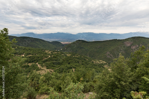 Wide view of Mesta river valley, West Rodopi mountain, Bulgaria