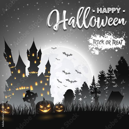 Halloween background with haunted church