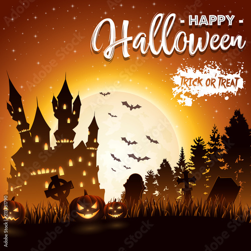 Halloween background with haunted church