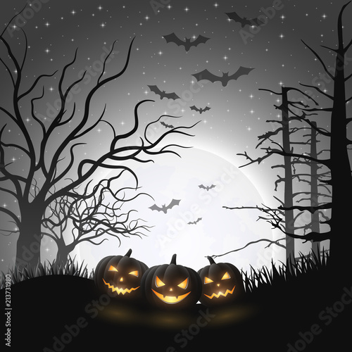 Cartoon Halloween pumpkins 