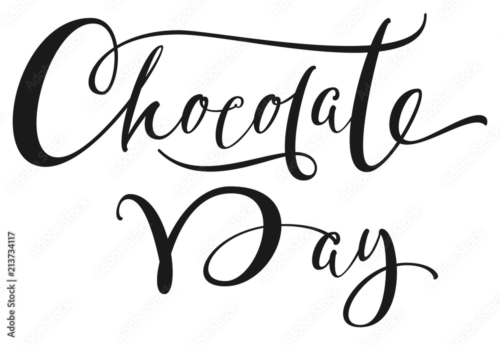 Chocolate Day hand written ornate calligraphy text