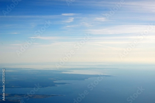 Baltic Sea. View from the airliner 