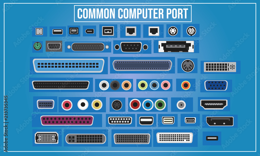 Vector illustration of Computer ports in the world vector de Stock