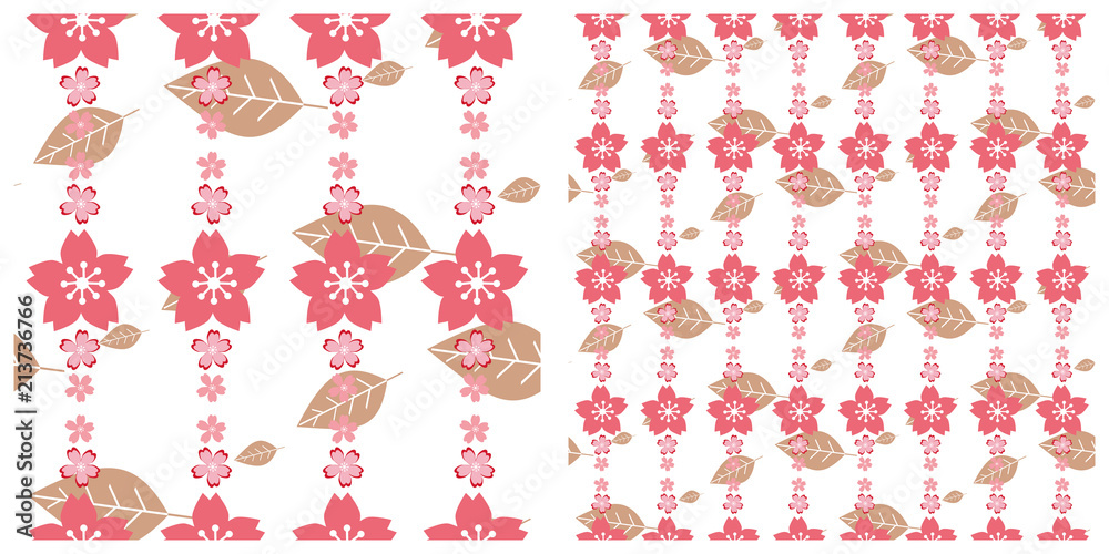 Seamless vector illustration background with cherry blossom flowers and leaves pattern. Seamless vector illustration background with cherry blossom flowers and leaves pattern.