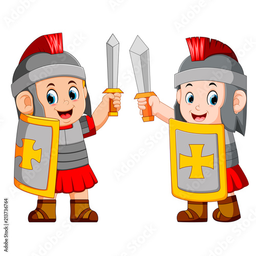 Roman soldier with sword standing up 