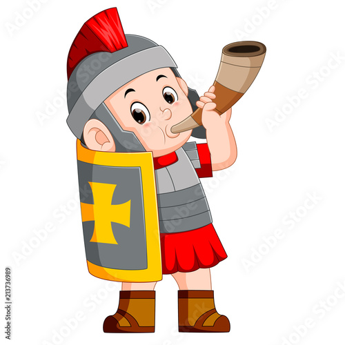 roman soldier blow war horn