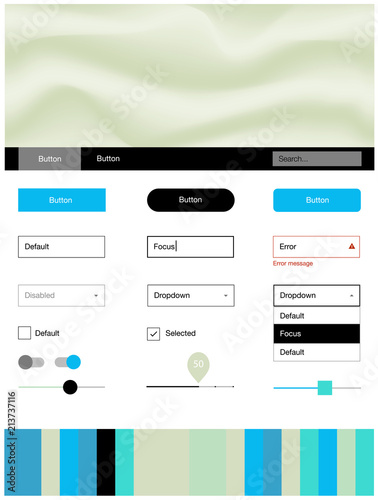 Light Blue, Green vector ui kit with bubble shapes.
