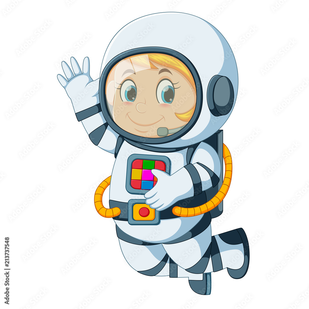 Cartoon astronaut floating