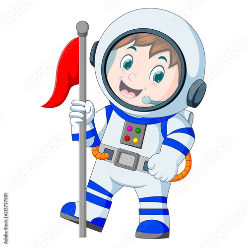 Astronaut in white spacesuit on white background 