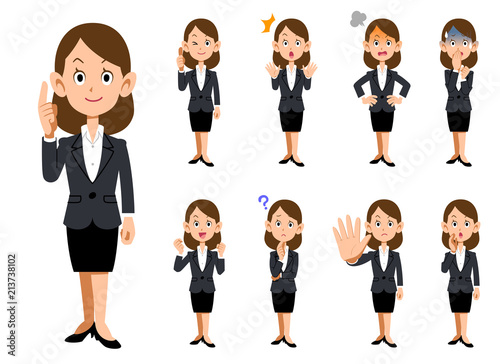 働く女性9種類の仕草と表情_全身
