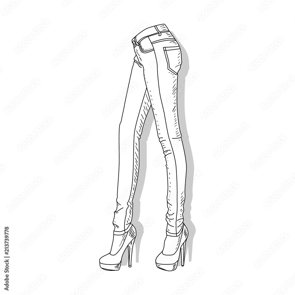 Female jeans. Vector illustration of female jeans isolated. Stock Vector |  Adobe Stock