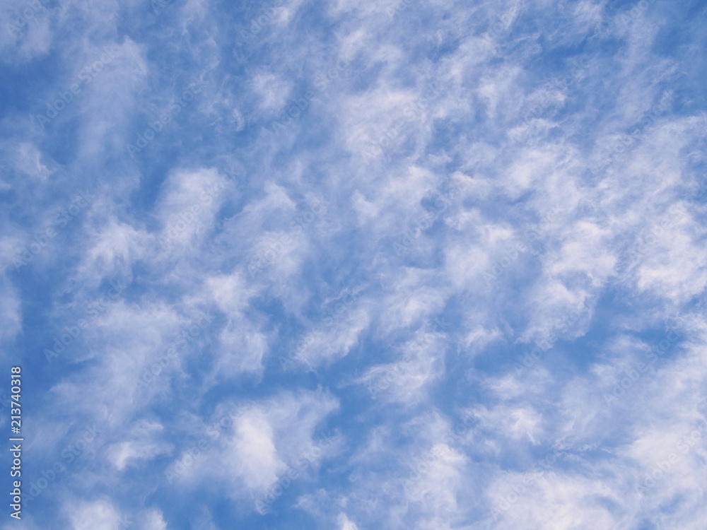 Puffy white cloud pattern on a blue sky, Melbourne 2018