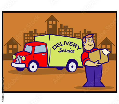 Delivery Service Retro Cartoon