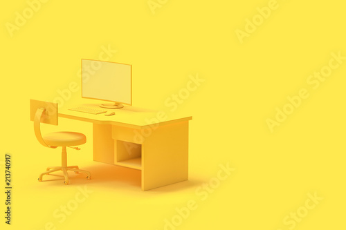 Minimal concept, computer on table.