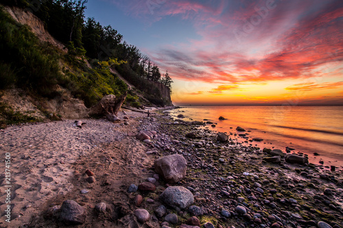 Obraz na płótnie Amazing sunrise over the Cliff in Gdynia Orlowo. Great place on vacations. w salonie