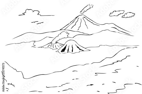 simple sketch of bromo mountain, indonesia photo