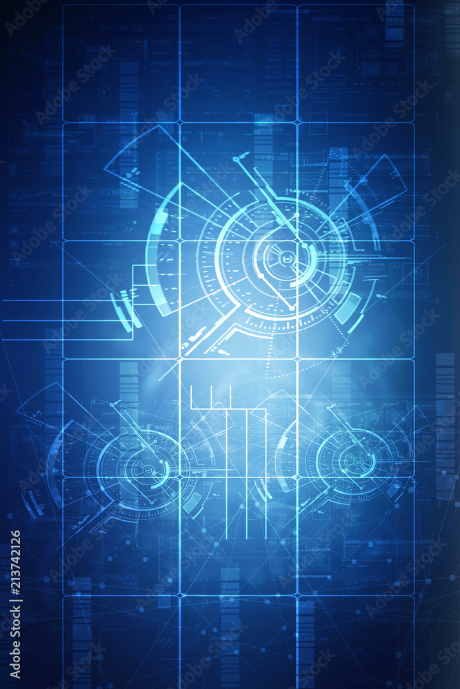 Naklejka premium 2d illustration Abstract futuristic electronic circuit technology background