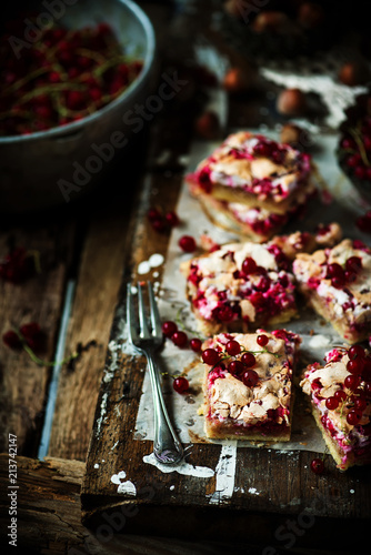 red currants and hazelnuts bars .style rustic