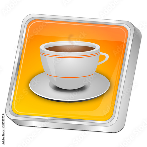Button with a Cup of Coffee - 3D illustration