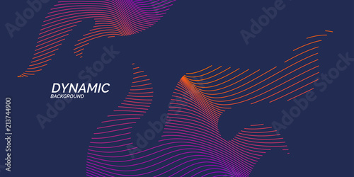 Bright poster with dynamic waves. Illustration minimal flat style