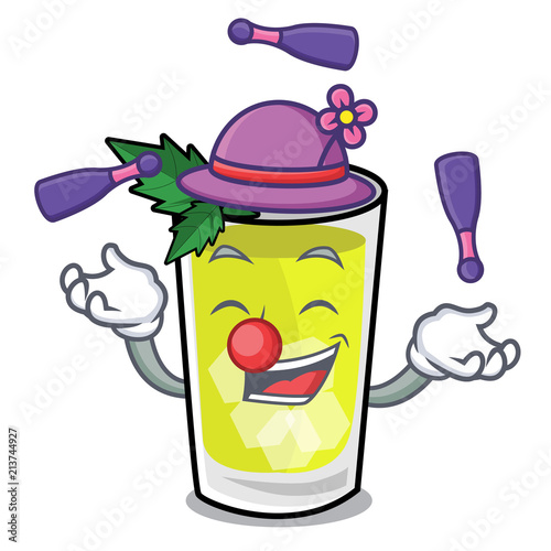 Juggling mint julep mascot cartoon