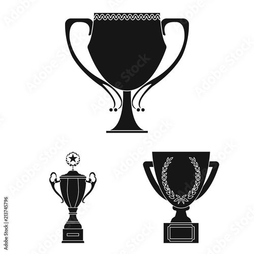 Gold Cup black icons in set collection for design. Winners Cup vector symbol stock web illustration.