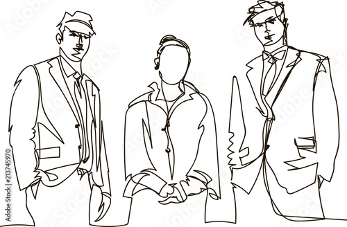 Continuous line drawing.  Business team