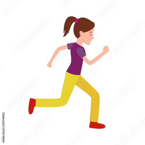 Girl Jogging Vector Teenager in Sport Apparel