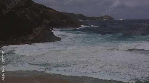 Wild winter storm at the Salmon Holes at Albany in Western Australia. Several people have been washed off the rocks here and drowned. photo