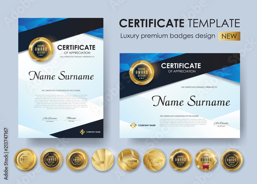 certificate template with luxury pattern,diploma,Vector illustration and vector Luxury premium badges design,Set of retro vintage badges and labels.