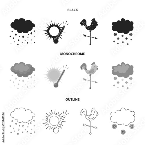 Rain, snow, heat, weathervane. The weather set collection icons in black,monochrome,outline style vector symbol stock illustration web. photo