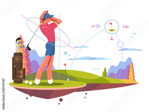 Male golfer playing golf