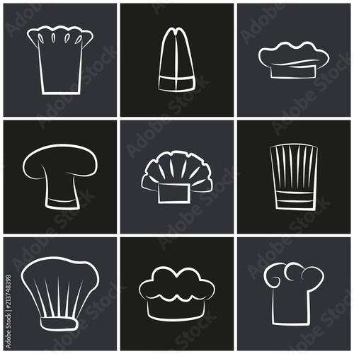 Variety Chef Hats, Set of White Cook Headwear Logo