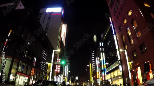 日本都市風景、夜の銀座七丁目付近