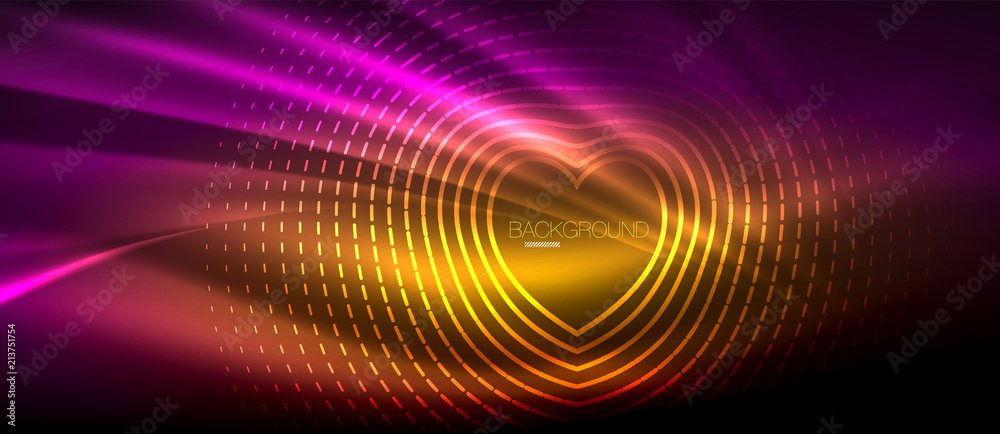 Neon glowing wave, magic energy and light motion background. Wallpaper template, hi-tech future concept Neon glowing wave, magic energy and light motion background. Wallpaper template, hi-tech future concept