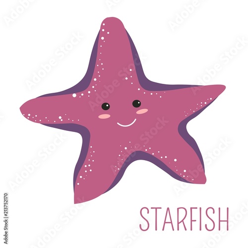 Starfish with face childish book cartoon character