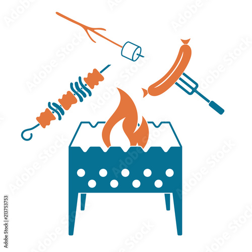 Brazier, zephyr, kebab and sausage icon