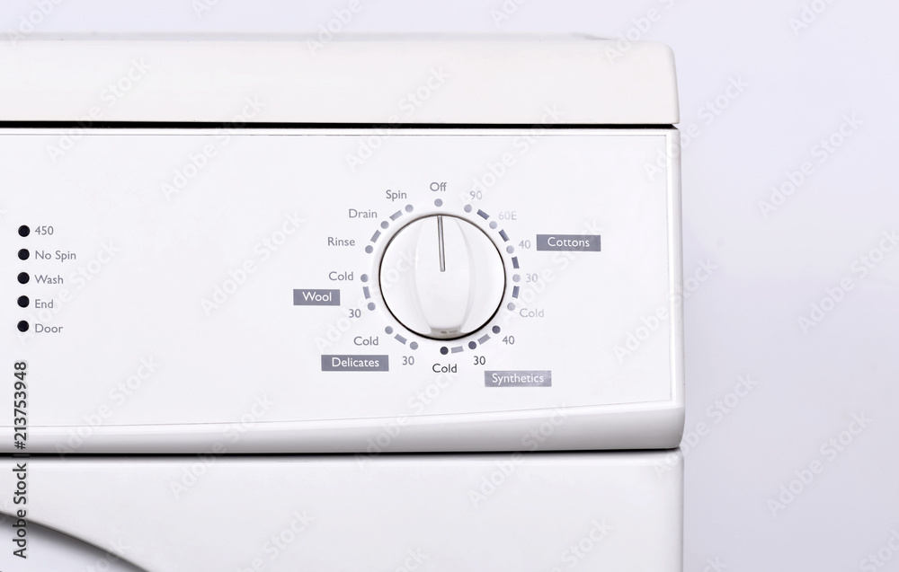 Close up view of instrument panel on washing machine Close up view of instrument panel on washing machine