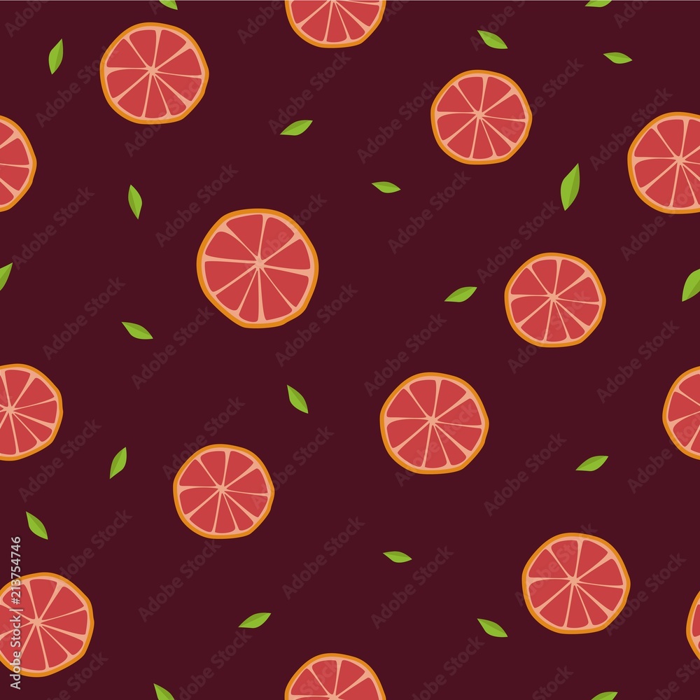 Grapefruit seamless pattern. Vector. Wrapping paper design