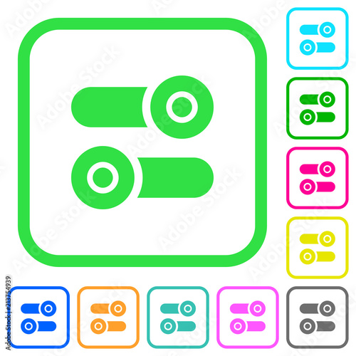 Toggle switches vivid colored flat icons