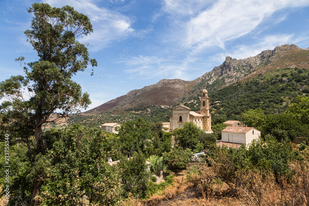 An ancient traditional village in the mountains of Corsica in France