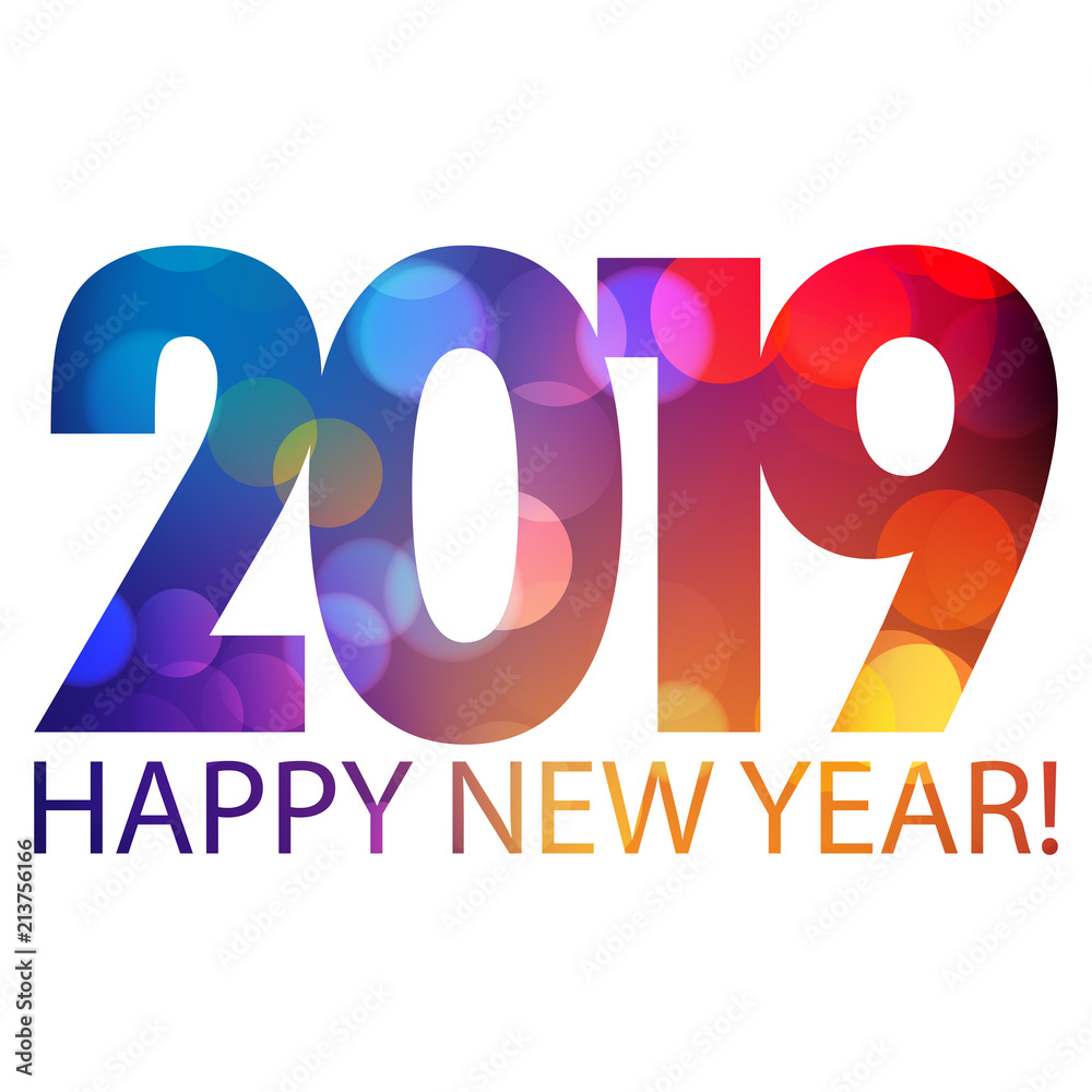 happy new year 2019 wektor - obrazy, fototapety, plakaty 