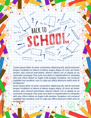 Back to school. Vector education illustration. School poster