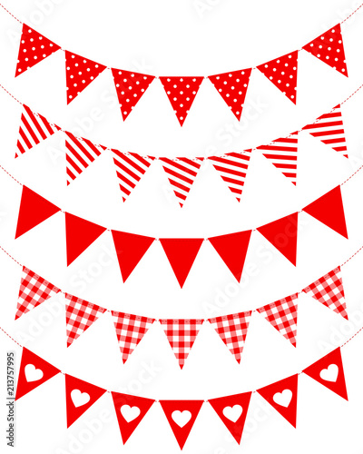 5 Seamless Festoons Curve Different Pattern Red