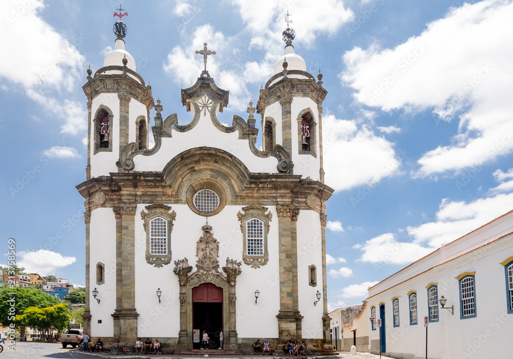 Street view of the Nossa Senhora do Pilar church in São João del Rei, Minas Gerais, Brazil