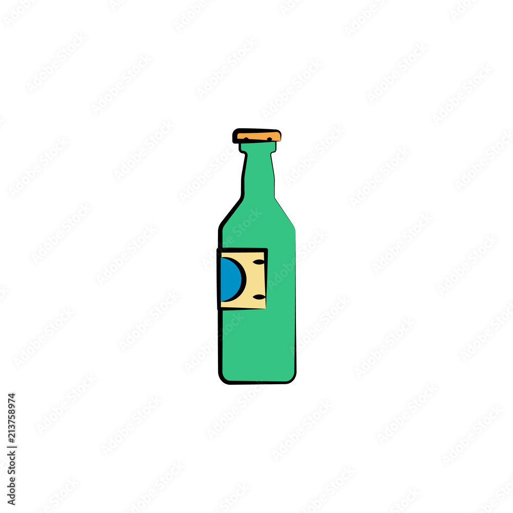bottle of beer colored sketch style icon. Element of beer icon for mobile concept and web apps. Hand drawn bottle of beer icon can be used for web and mobile