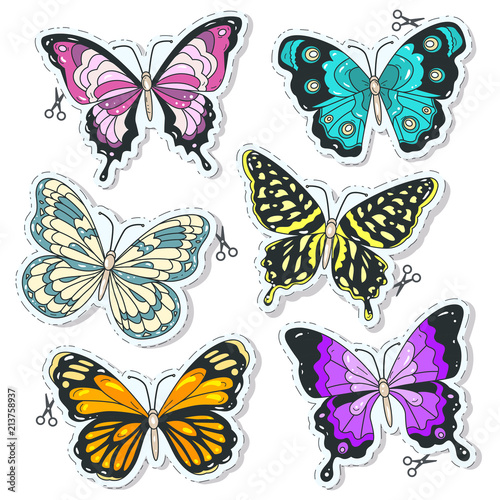 Vector colorful icons, set various decorative butterflies © tasha_d
