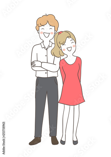 Draw sweet couple love man and woman for Valentine day