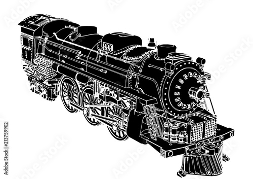 silhouette retro steam engine vector
